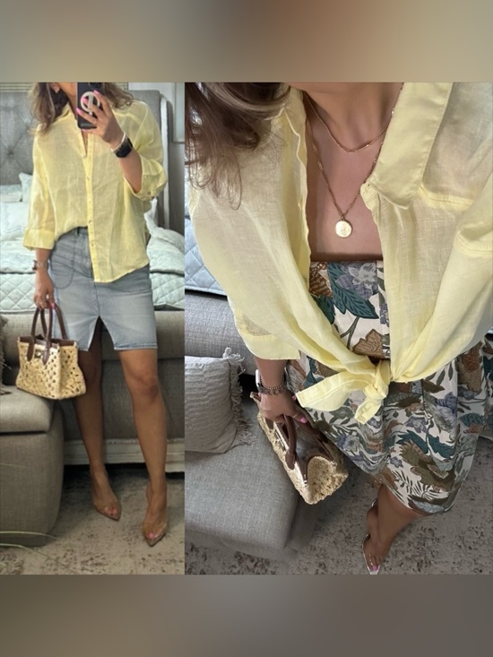 Tops - New🌺 Lemon yellow Linen Button Front Shirt